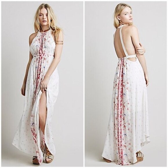 FREE people open back floral maxi dress aprox 2-4,  Greek goddess vibes. - Picture 12 of 12